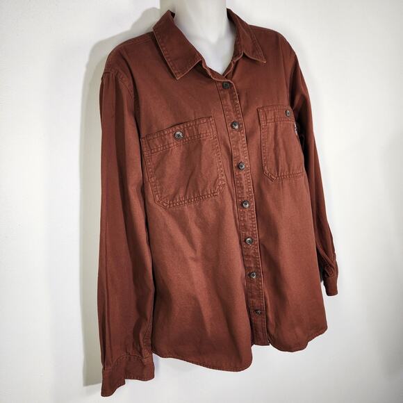 Duluth Trading Women's 40 Grit Work Shirt Brown Standard Fit Long Sleeve Large - Picture 3 of 8